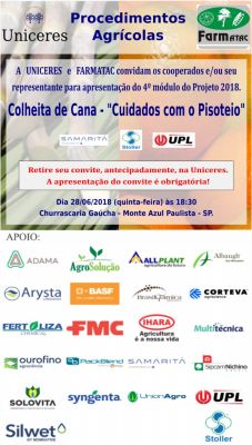 Apresentação do 4º Módulo do Projeto 2018 - Colheita de Cana: 